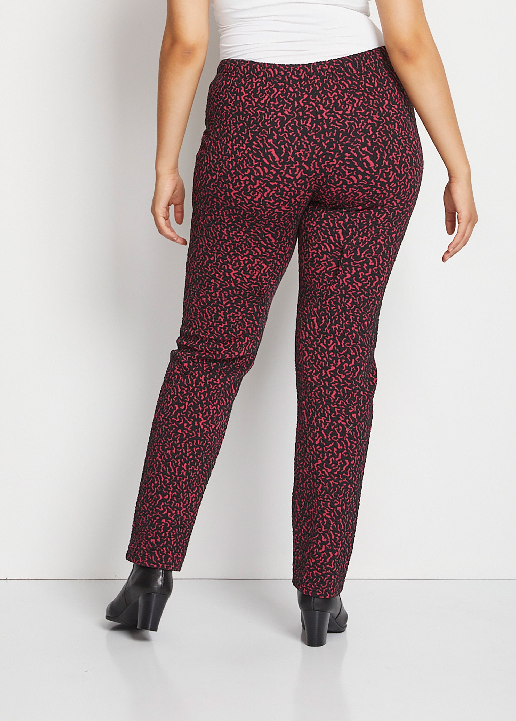 Plain_or_two-tone_stretchy_elasticated_waist_leggings_Raspberry_and_black_DO1_curvy