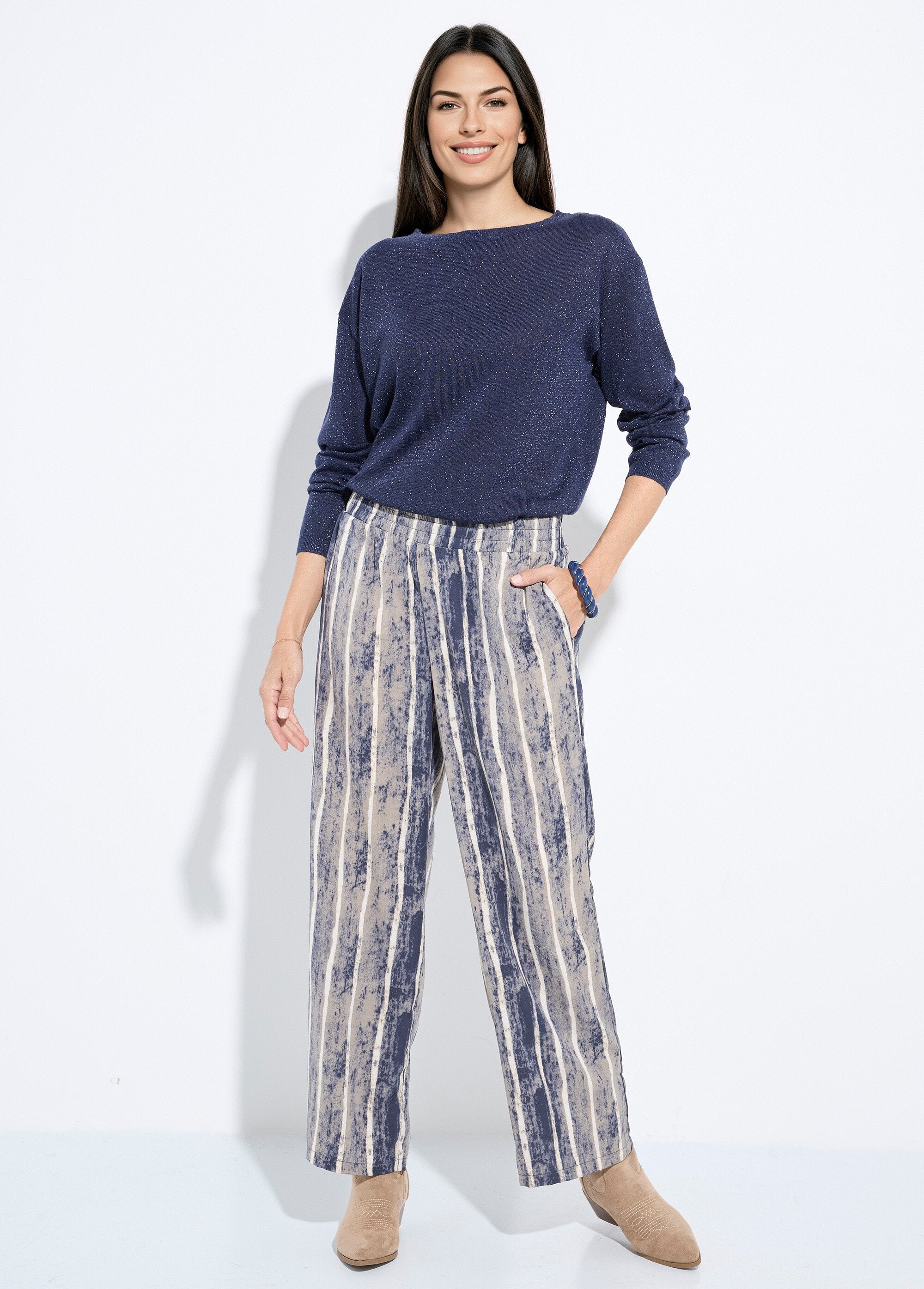 Elasticated_flowing_pants,_striped_print_Gray_and_ecru_SF1_slim