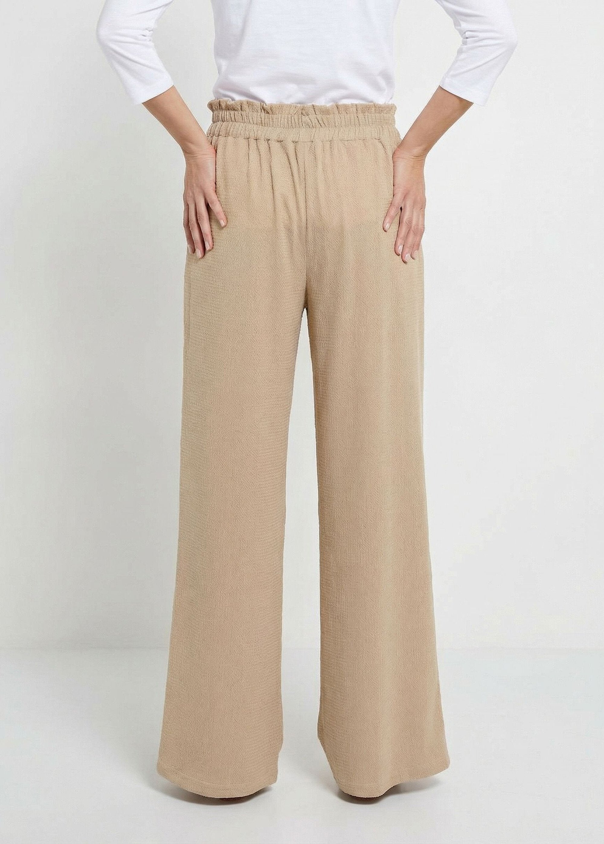 Pantalon_vert_large_taille_élastiquée_maille_relief_Beige_DO1_slim