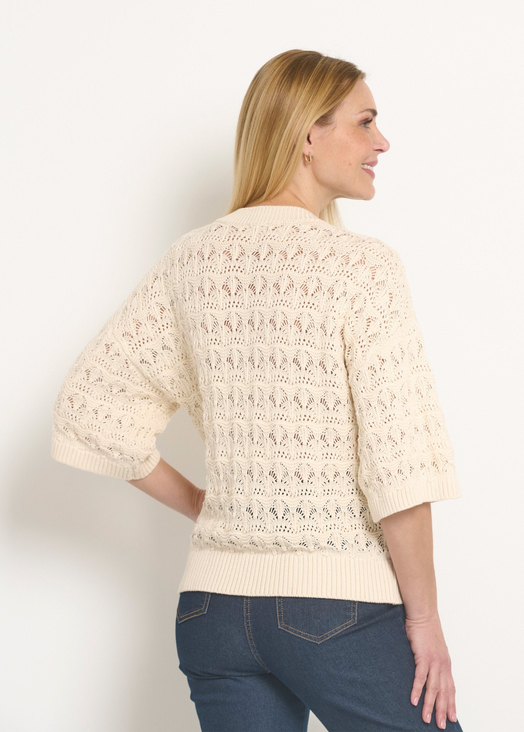 Short-sleeved_openwork_knit_sweater_Ecru_DO1_slim