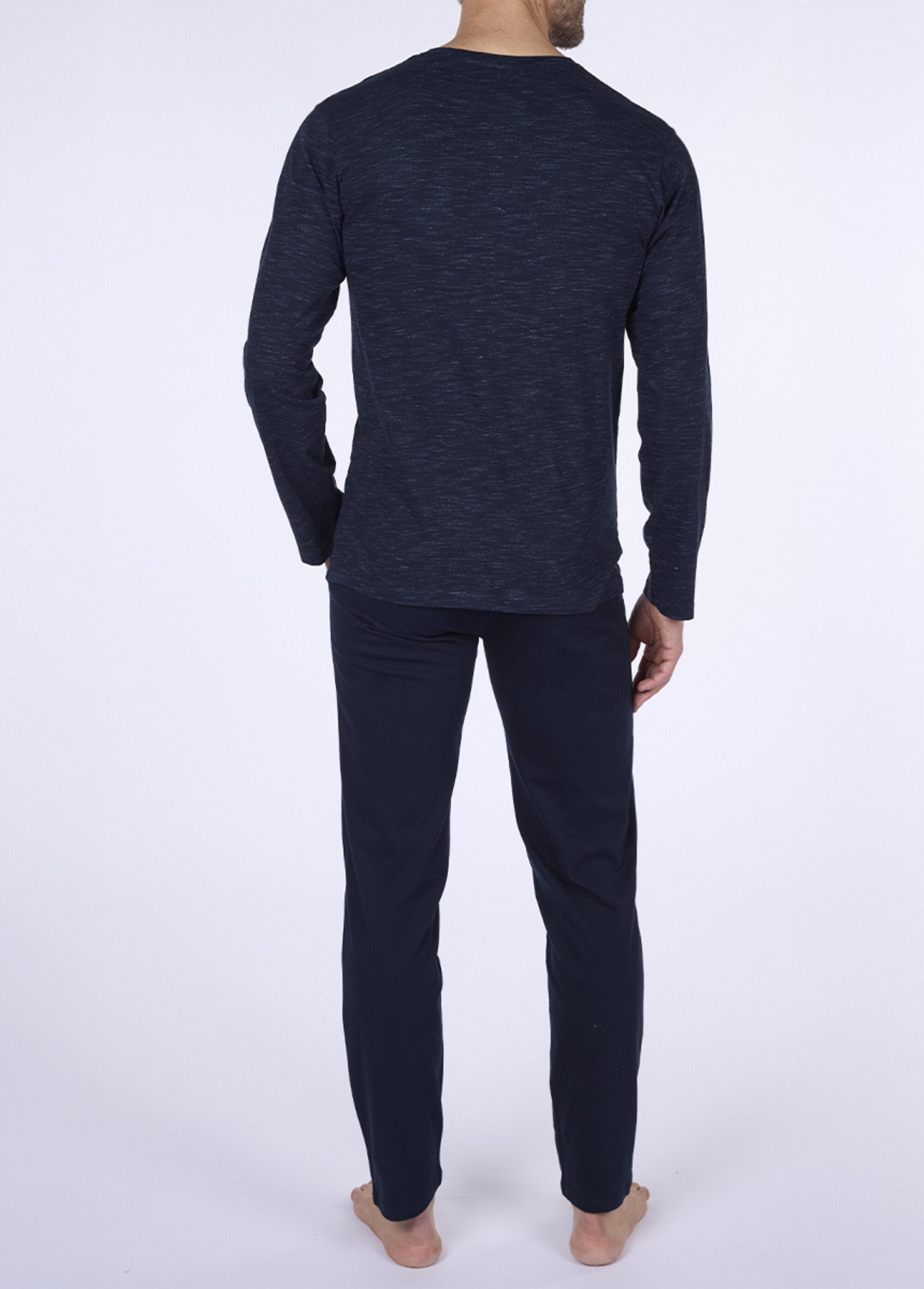 2-piece_long-sleeved_heathered_pajamas_China_blue_DO1_slim