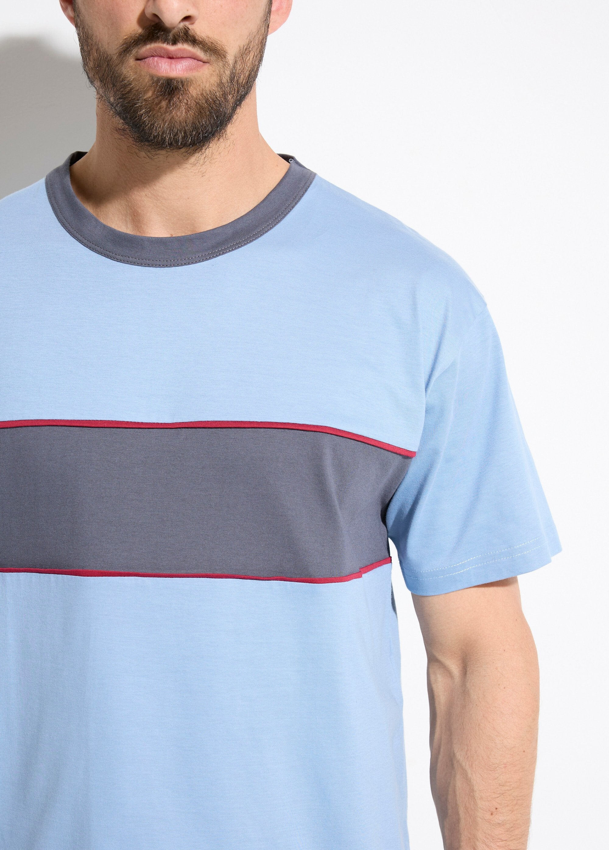 Two-tone_cotton_short_pajamas_Blue_DE1_slim