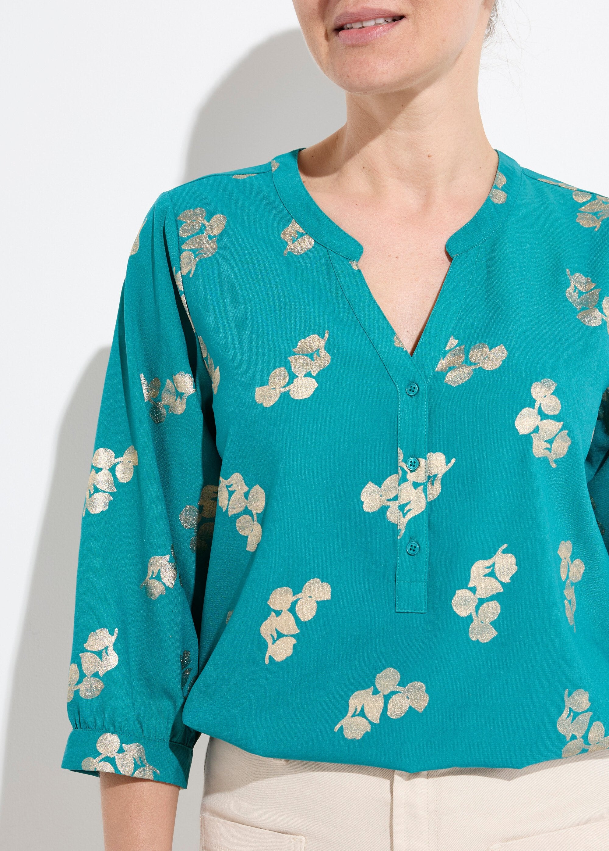 Loose-fitting_button-down_tunic_with_3/4-length_sleeves_Green_DE1_slim
