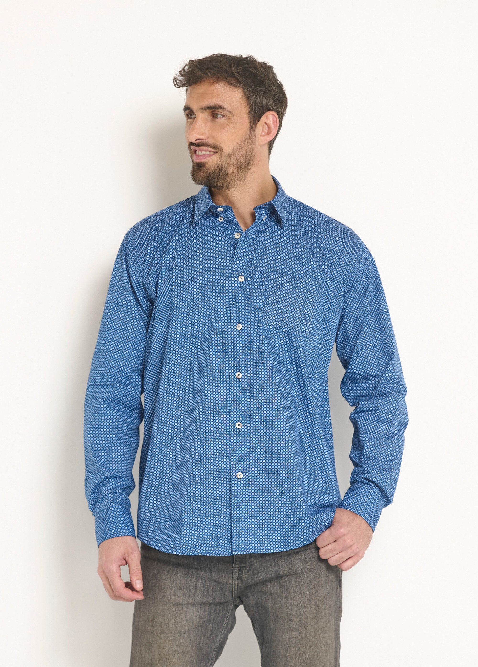 Long_sleeve_cotton_fancy_shirt_Blue_FA1_slim