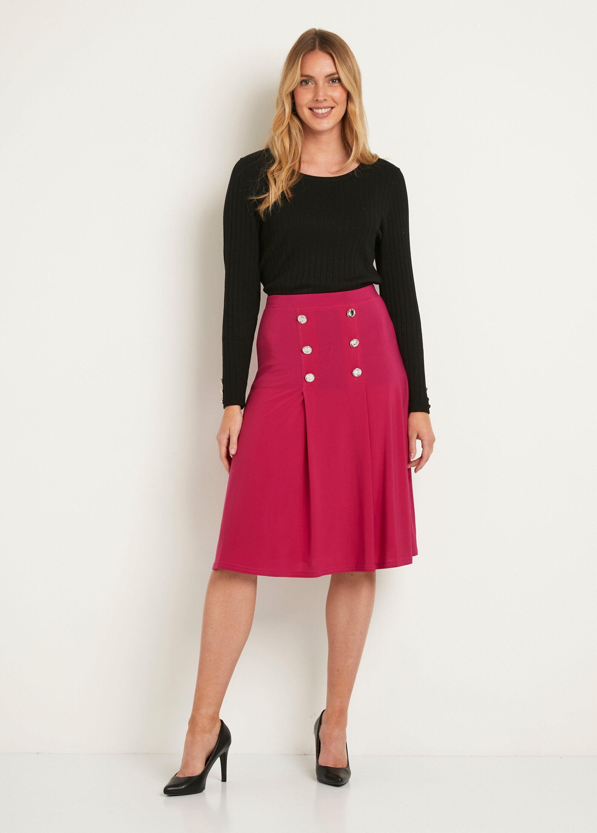 Mid-length_flared_skirt_in_plain_knit_with_bridge_Fuchsia_SF1_slim