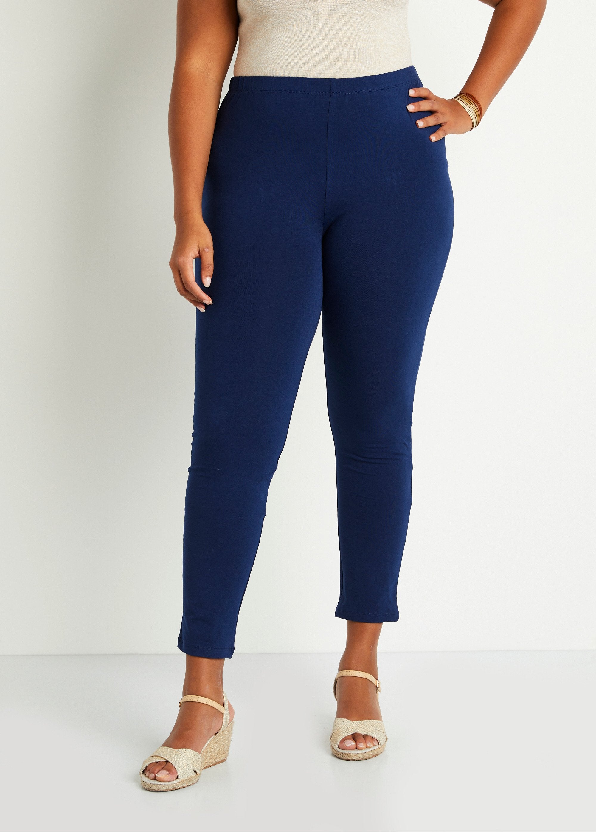 Printed_leggings_with_elasticated_waistband_Plain_navy_FA1_curvy