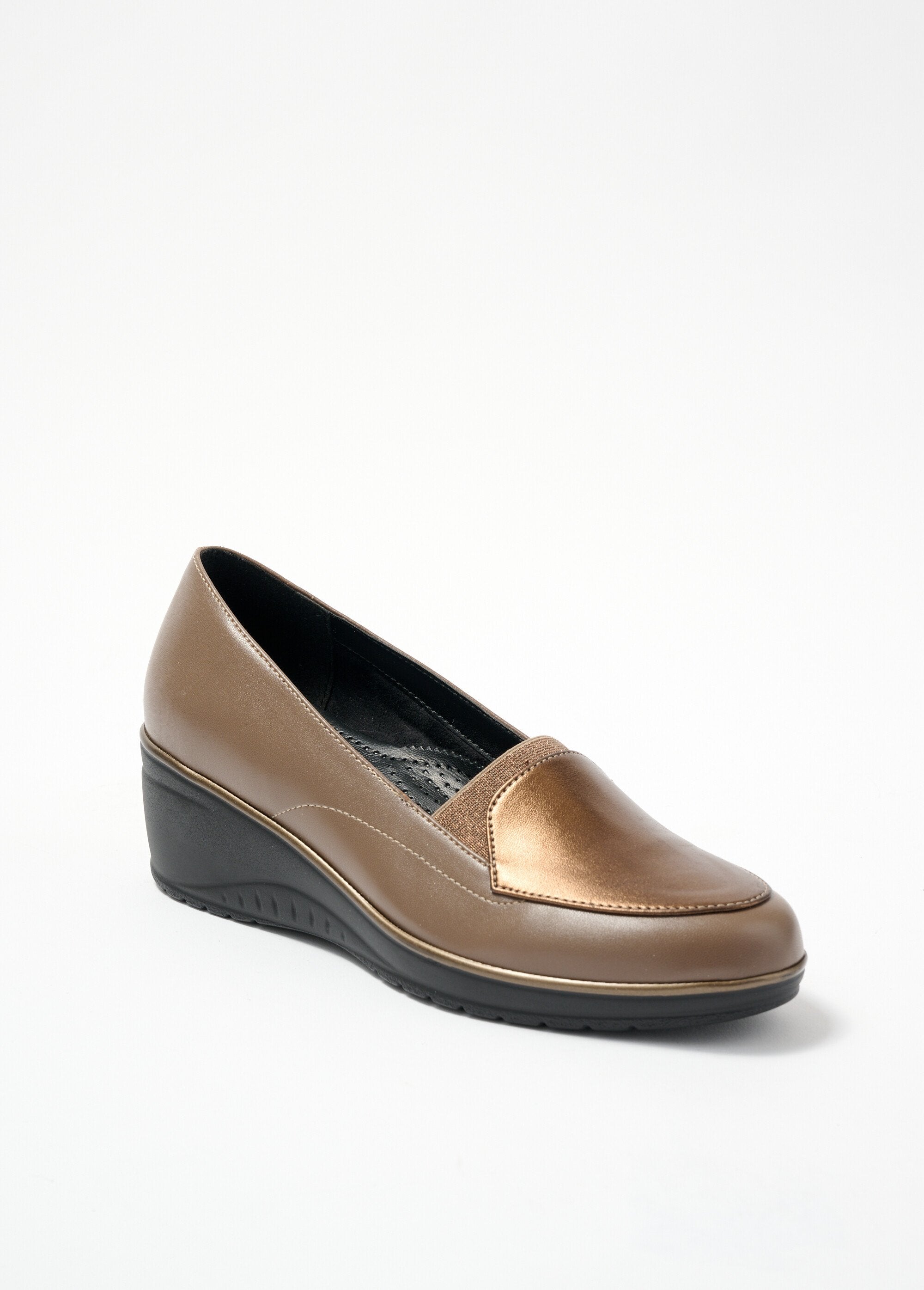 Elasticated_comfort_width_wedge_loafers_Brown_and_bronze_FA1_slim