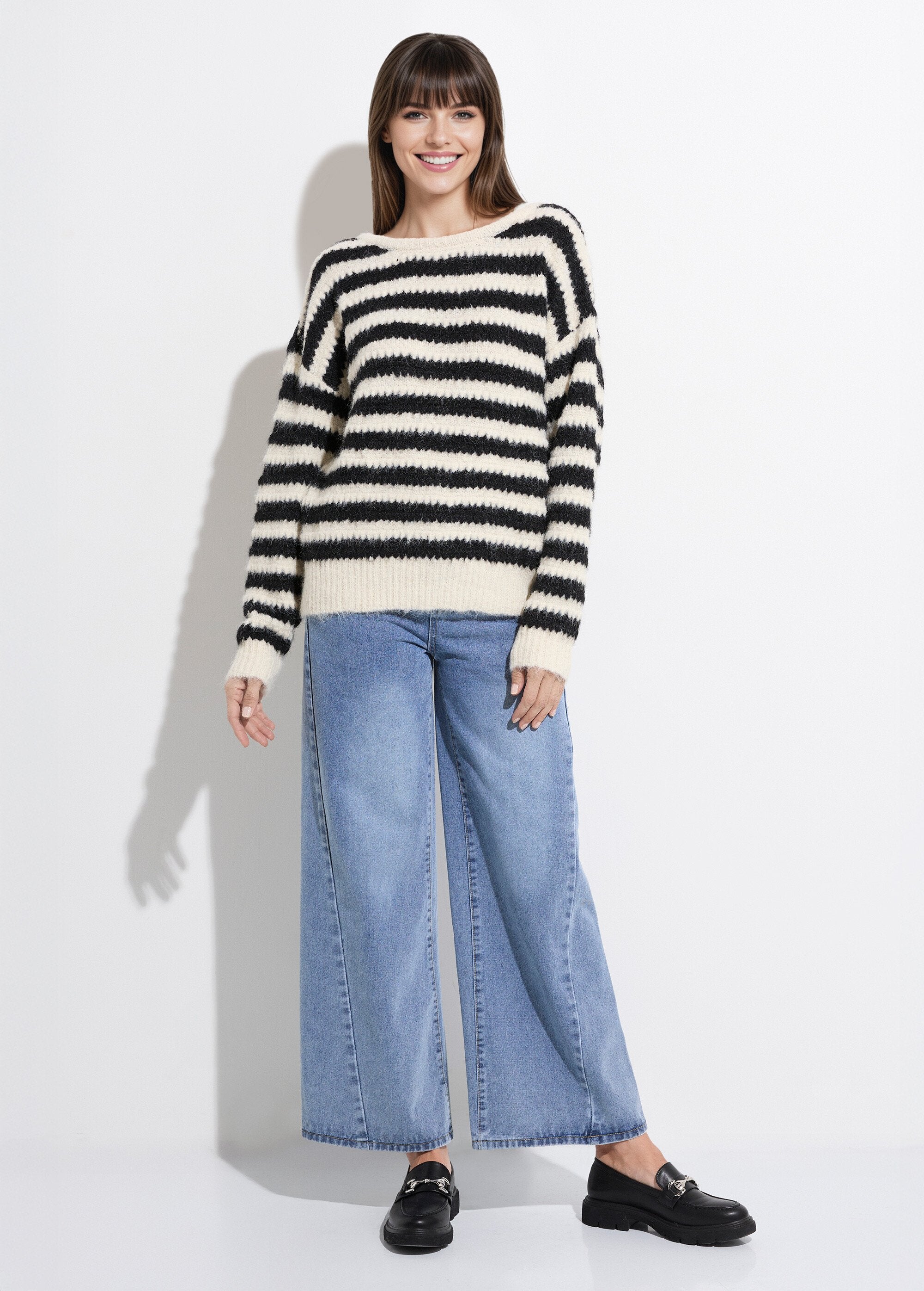 Warm_striped_wool_sweater_with_a_fancy_bow_Ecru_with_black_stripes_SF1_slim
