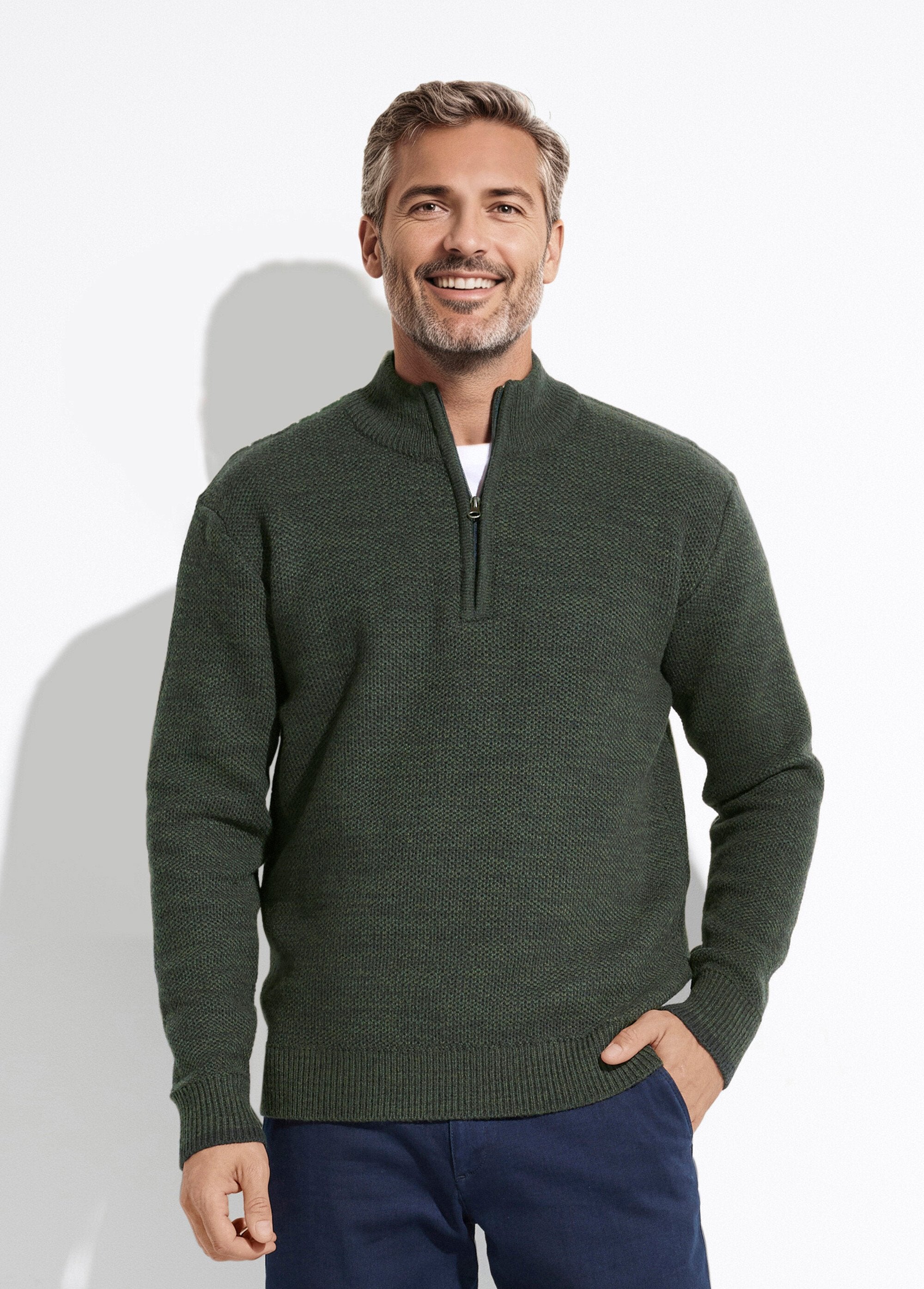 High-neck_zipped_sweater_in_heathered_wool_knit_Green_FA1_slim