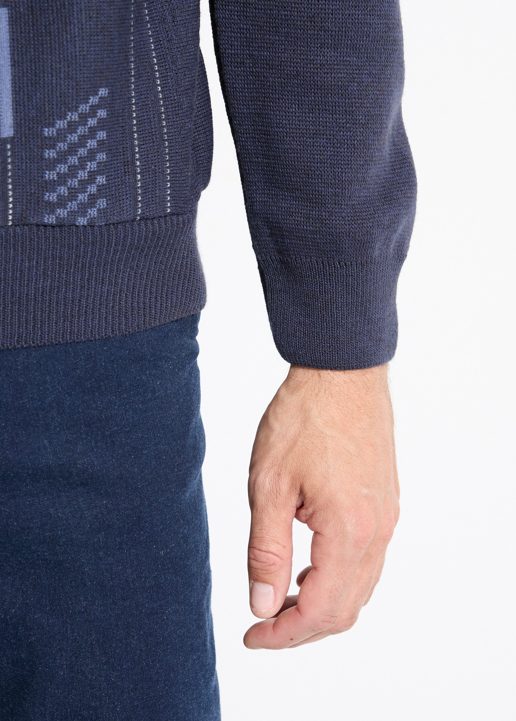Pull_col_polo_boutonné_jacquard_manches_longues_laine_Marine_DE2_slim