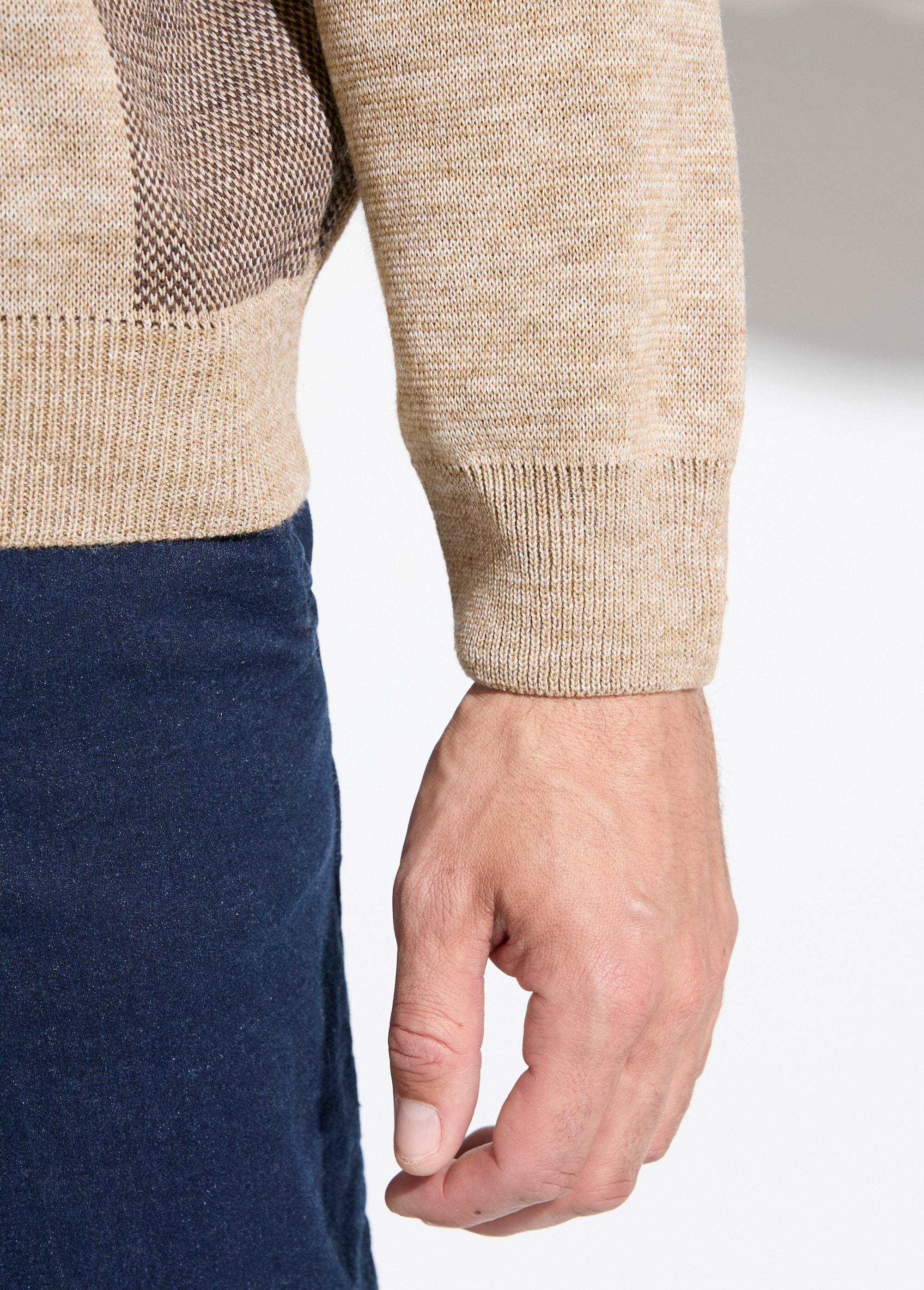 Pull_col_rond_jacquard_manches_longues_laine_Beige_DE2_slim