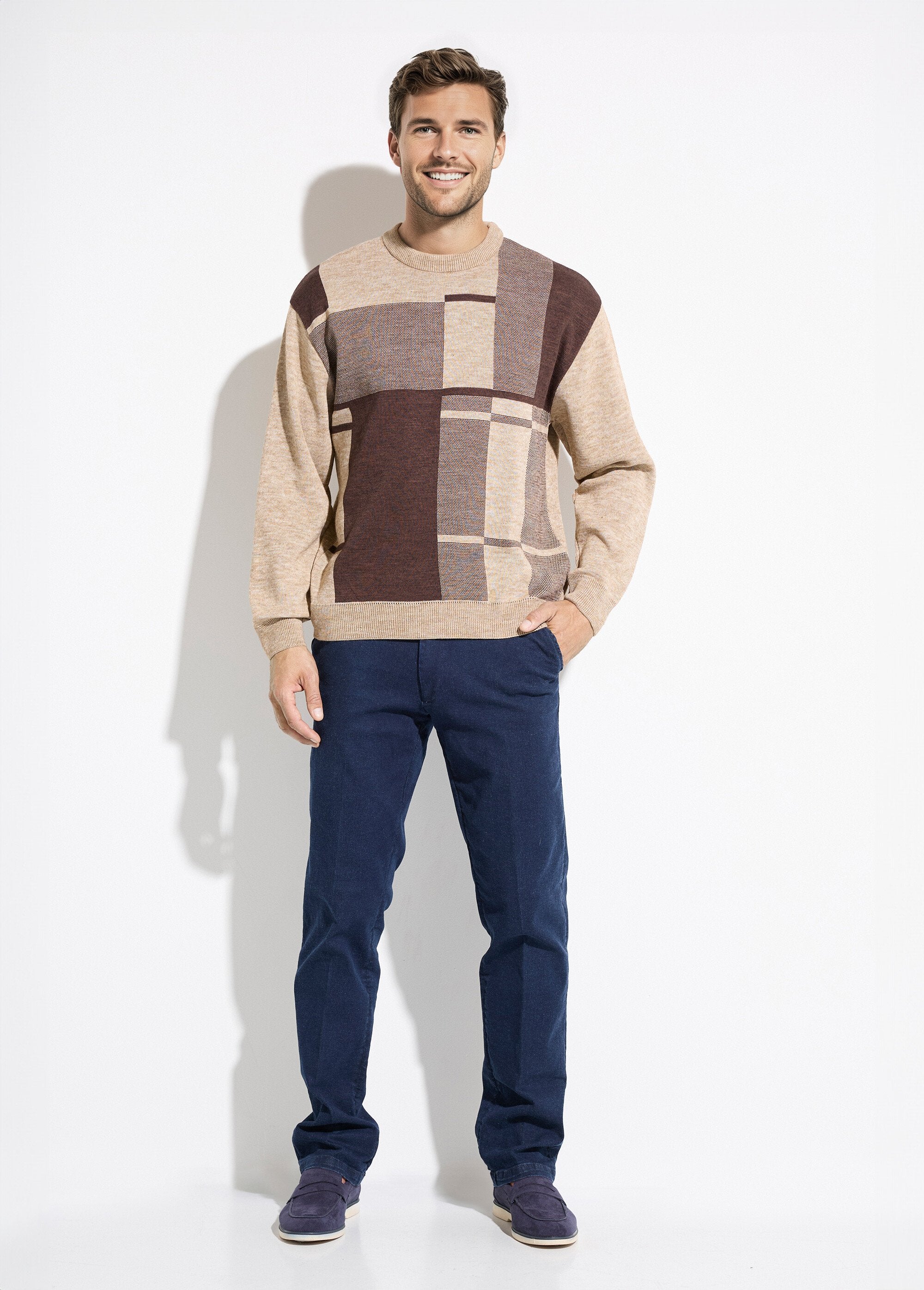 Pull_col_rond_jacquard_manches_longues_laine_Beige_SF1_slim
