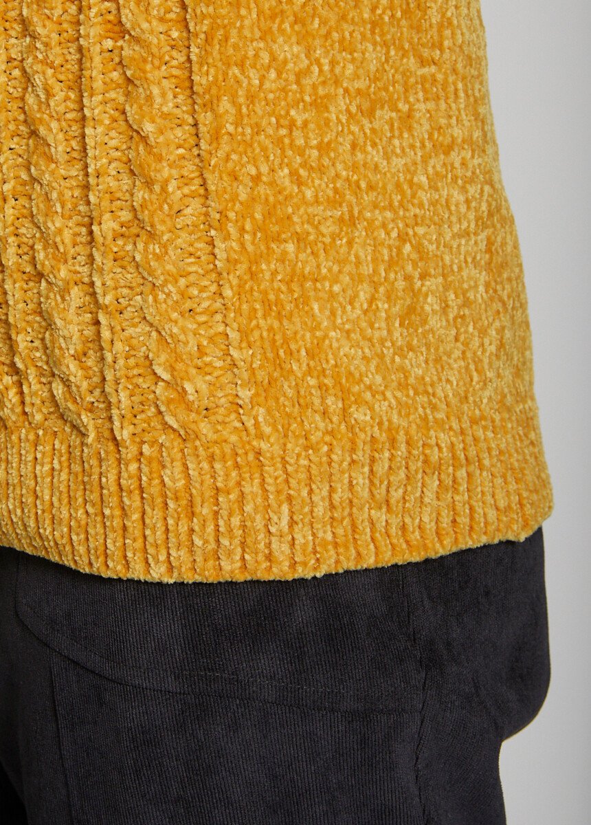 Pull_col_rond_maille_chenille_Miel_DE2_slim