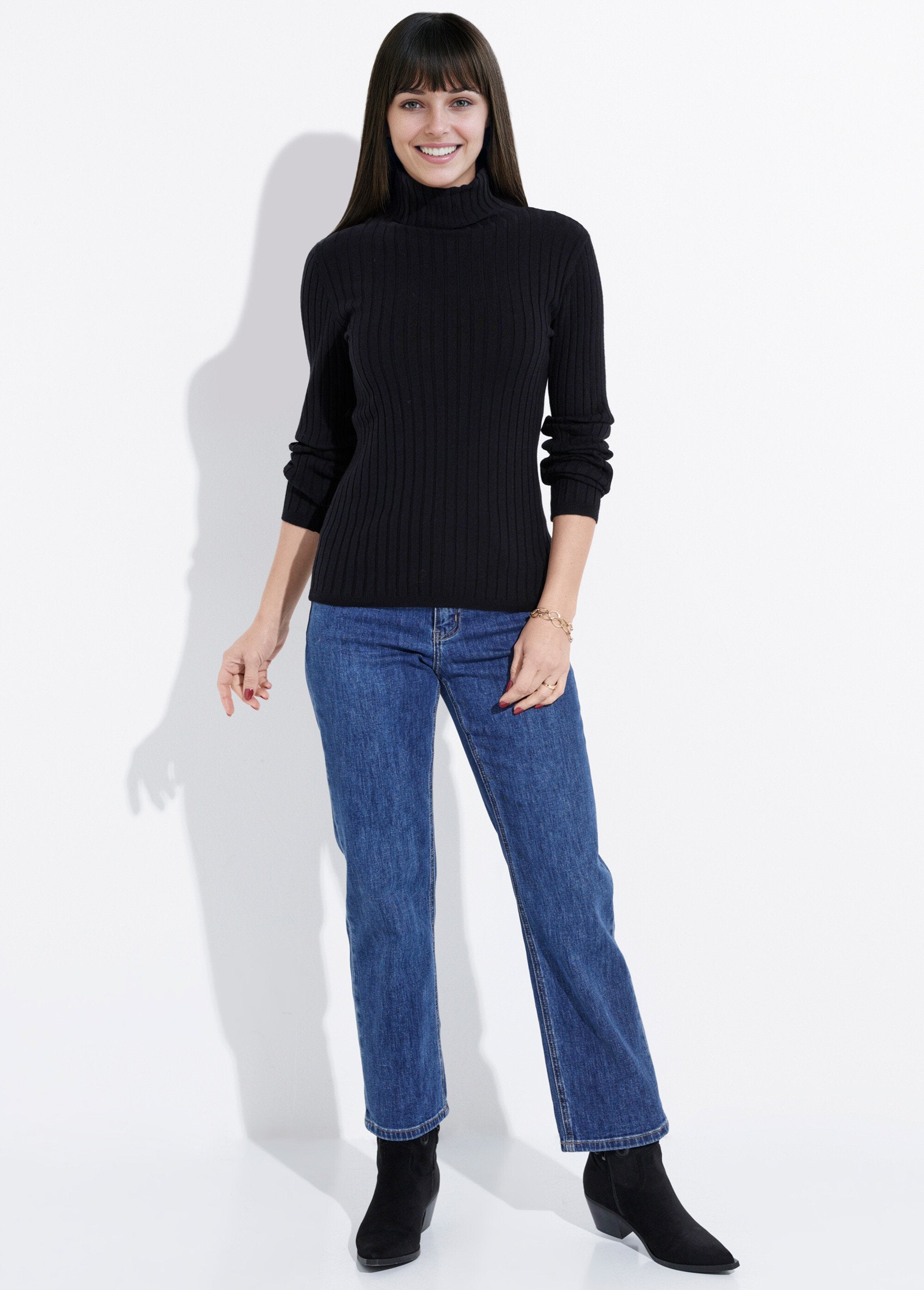 Pull_col_roulé_fin,_mailles_plates_Noir_SF1_slim