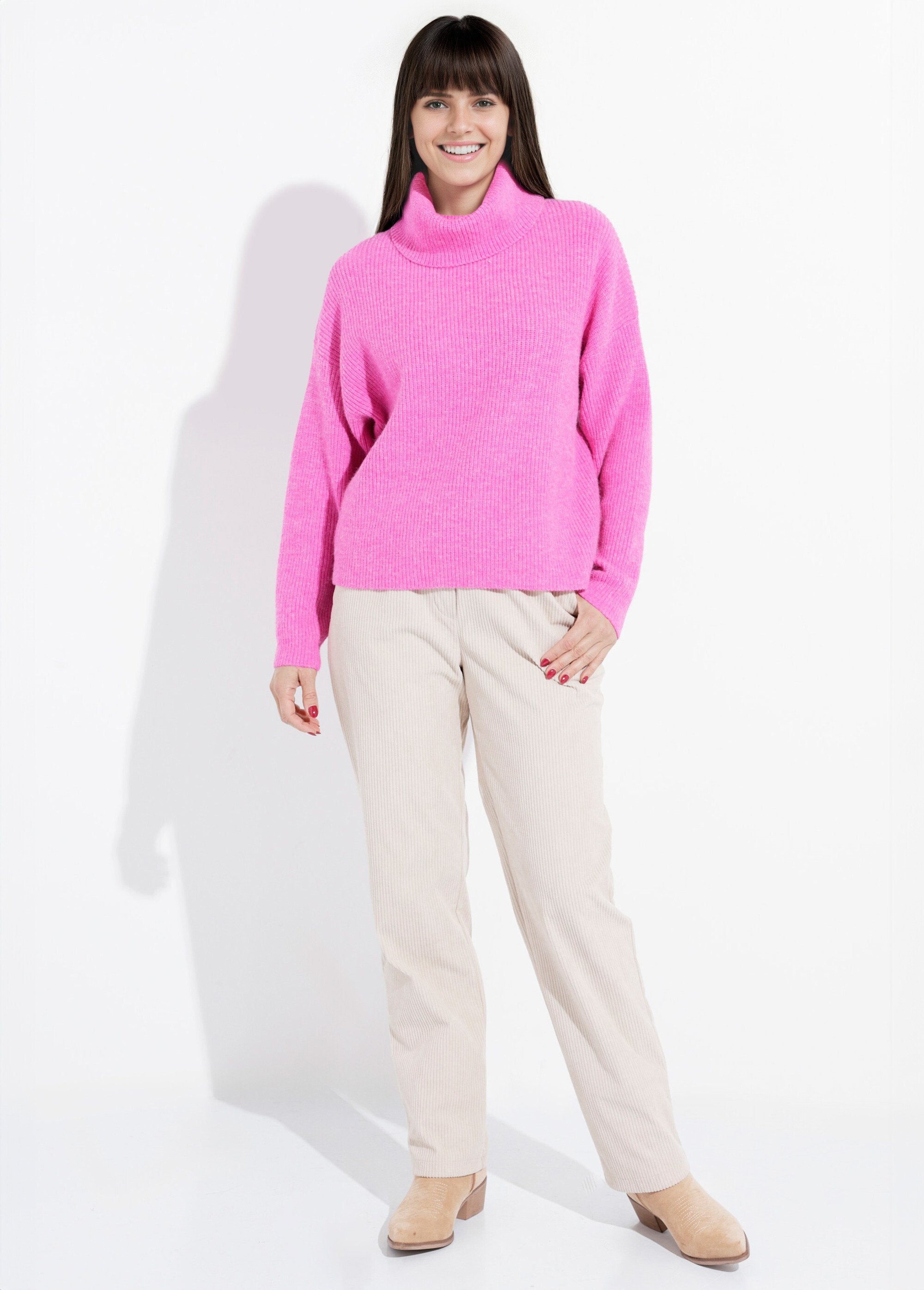 Pull_en_maille_avec_col_roulé_souple_Fuchsia_SF1_slim