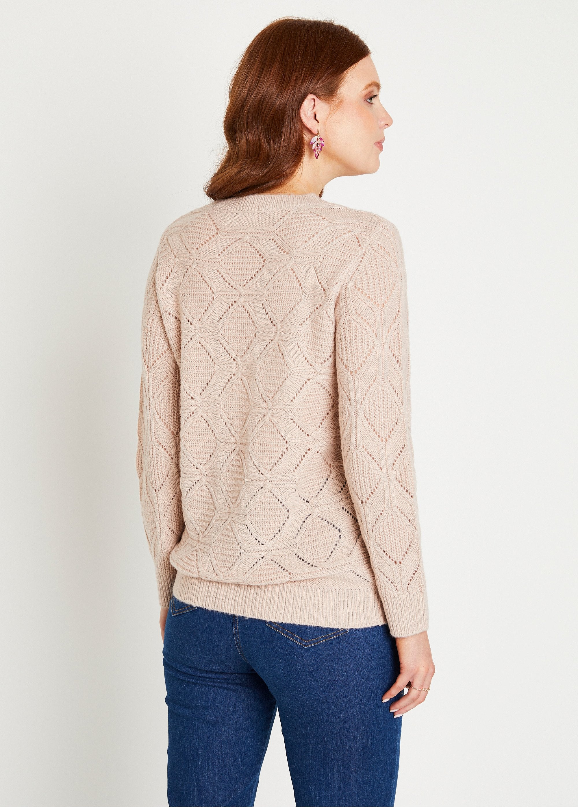 Tunic_sweater,_mid-length,_plain,_round_neck,_openwork_knit_Beige_pink_DO1_slim