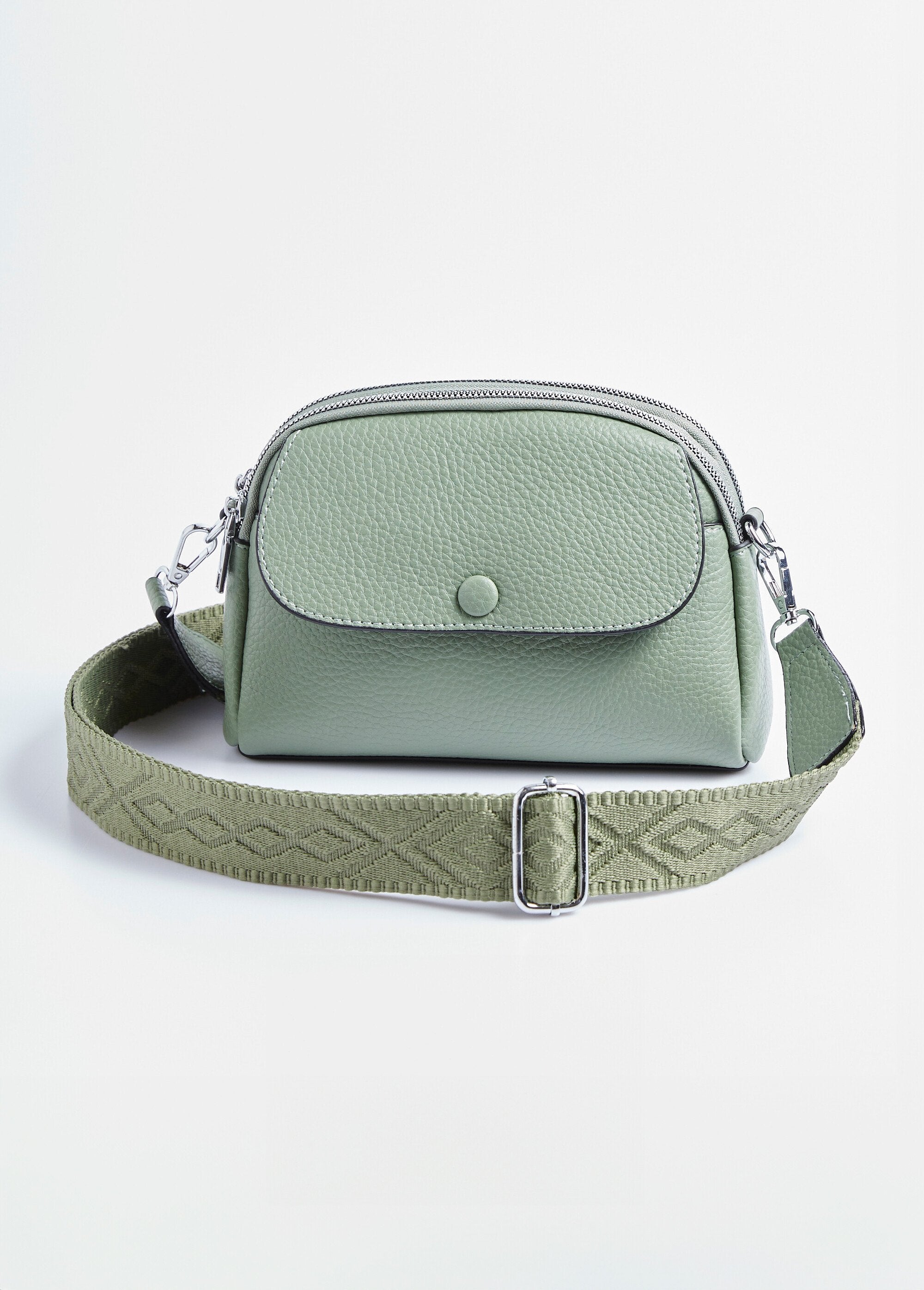 Grained_faux_leather_bag_with_shoulder_strap_Almond_green_FA1_slim