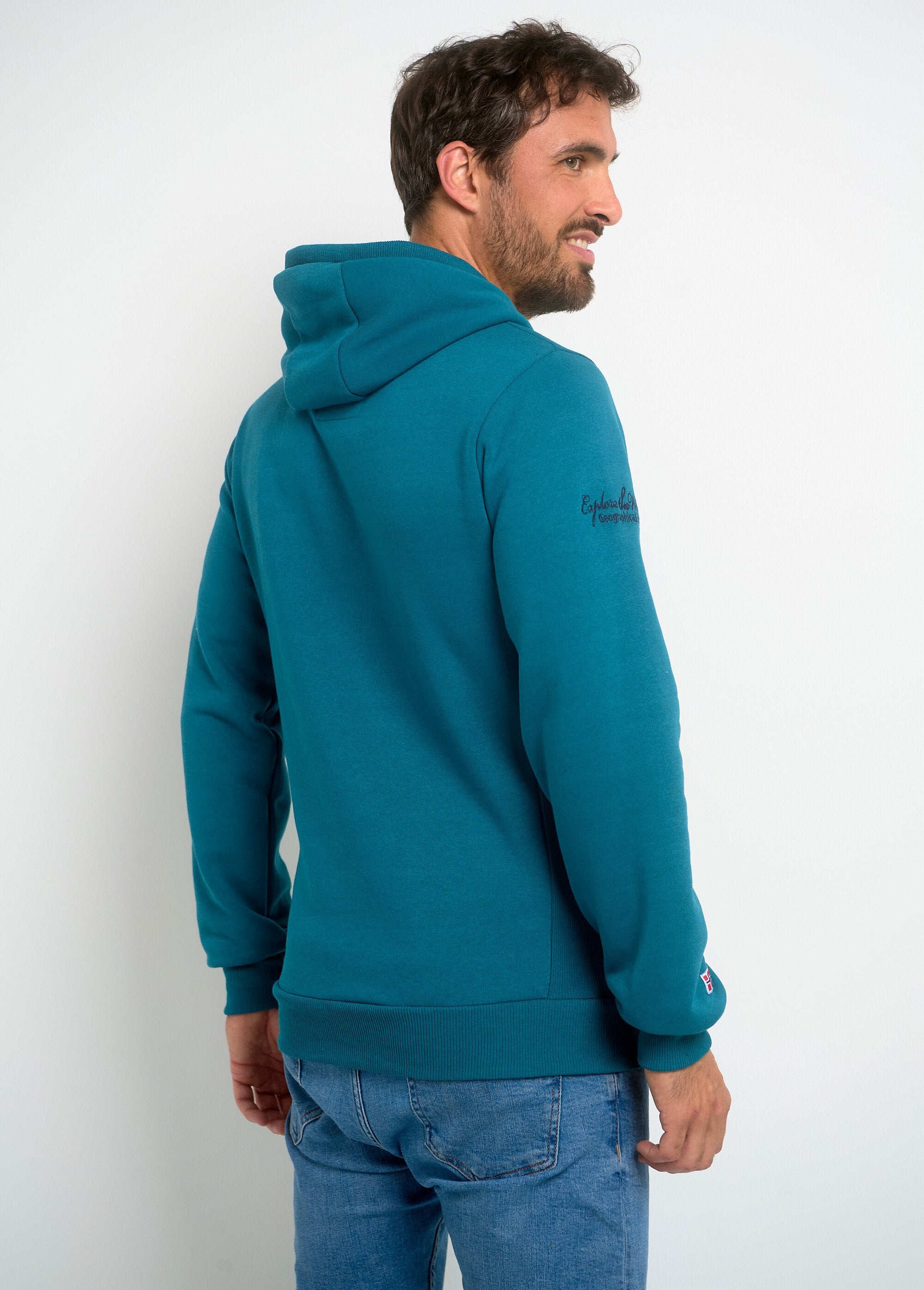 Long_sleeve_half_zip_hoodie_Petrol_blue_DO1_slim