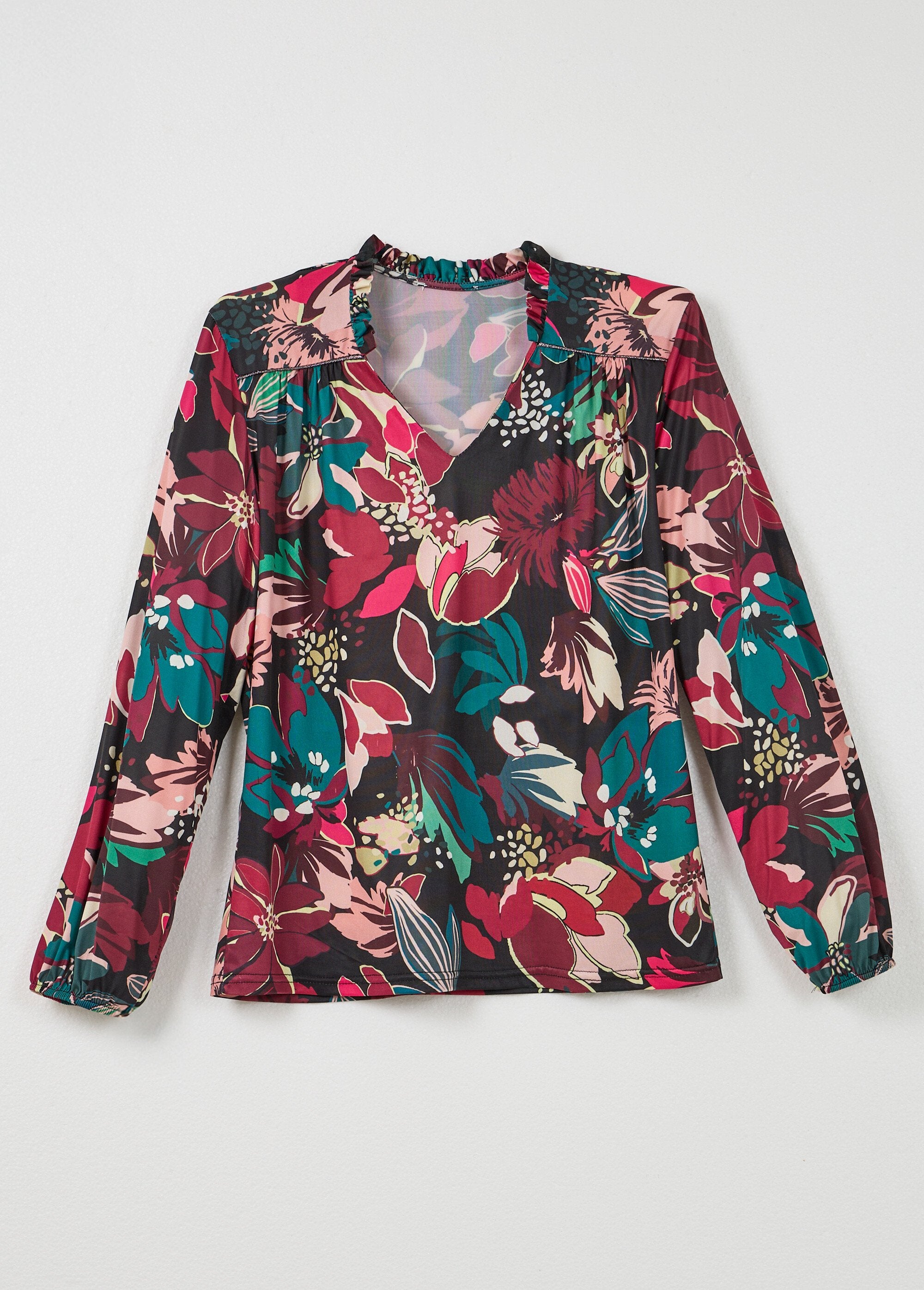 Flower_print_high_neck_T-shirt_Fuchsia_print_AP1_slim