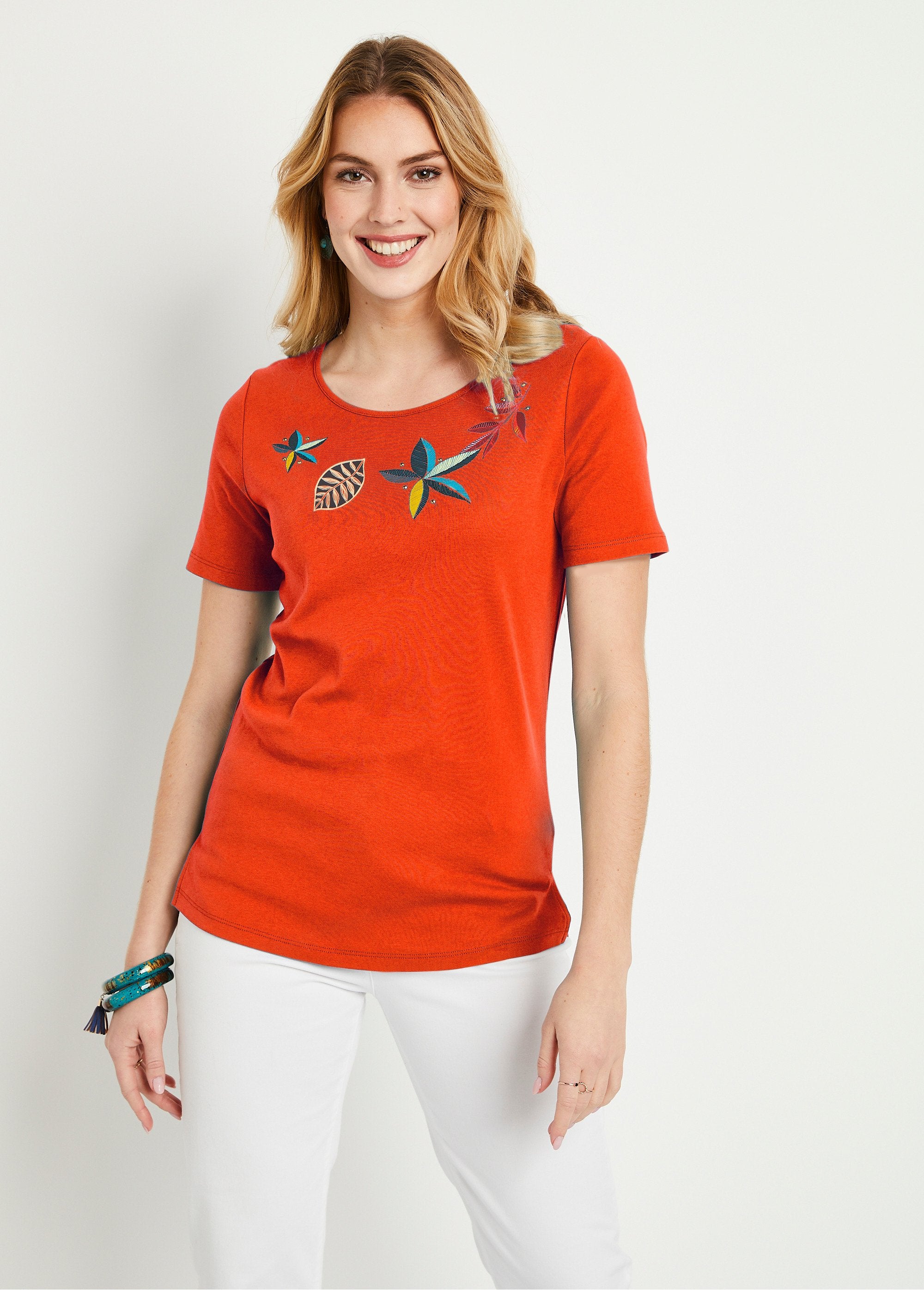 Long_straight_short-sleeved_t-shirt_Orange_FA1_slim