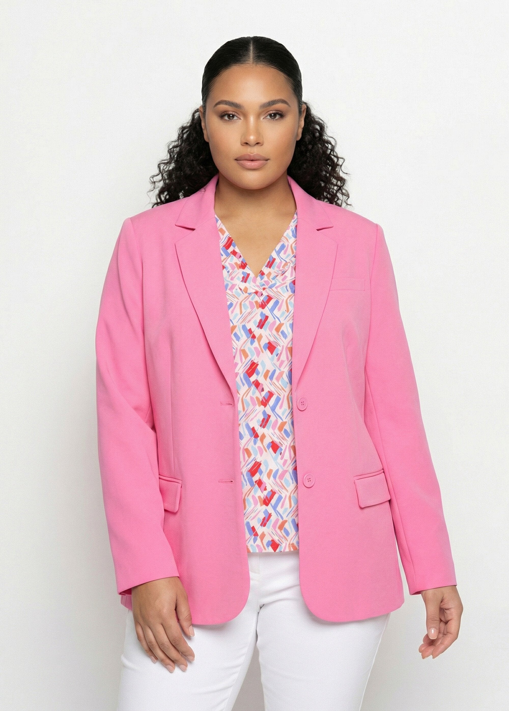 Straight_cut_plain_knit_blazer_jacket_Pink_FA1_curvy