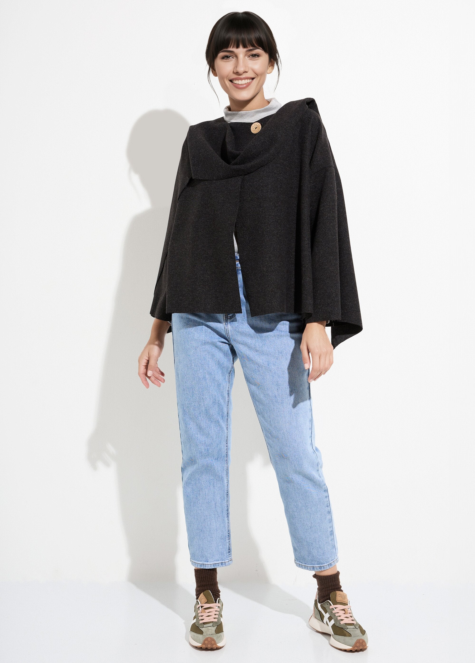Veste_bouton_bijou_métal_et_écharpe_Noir_SF1_slim