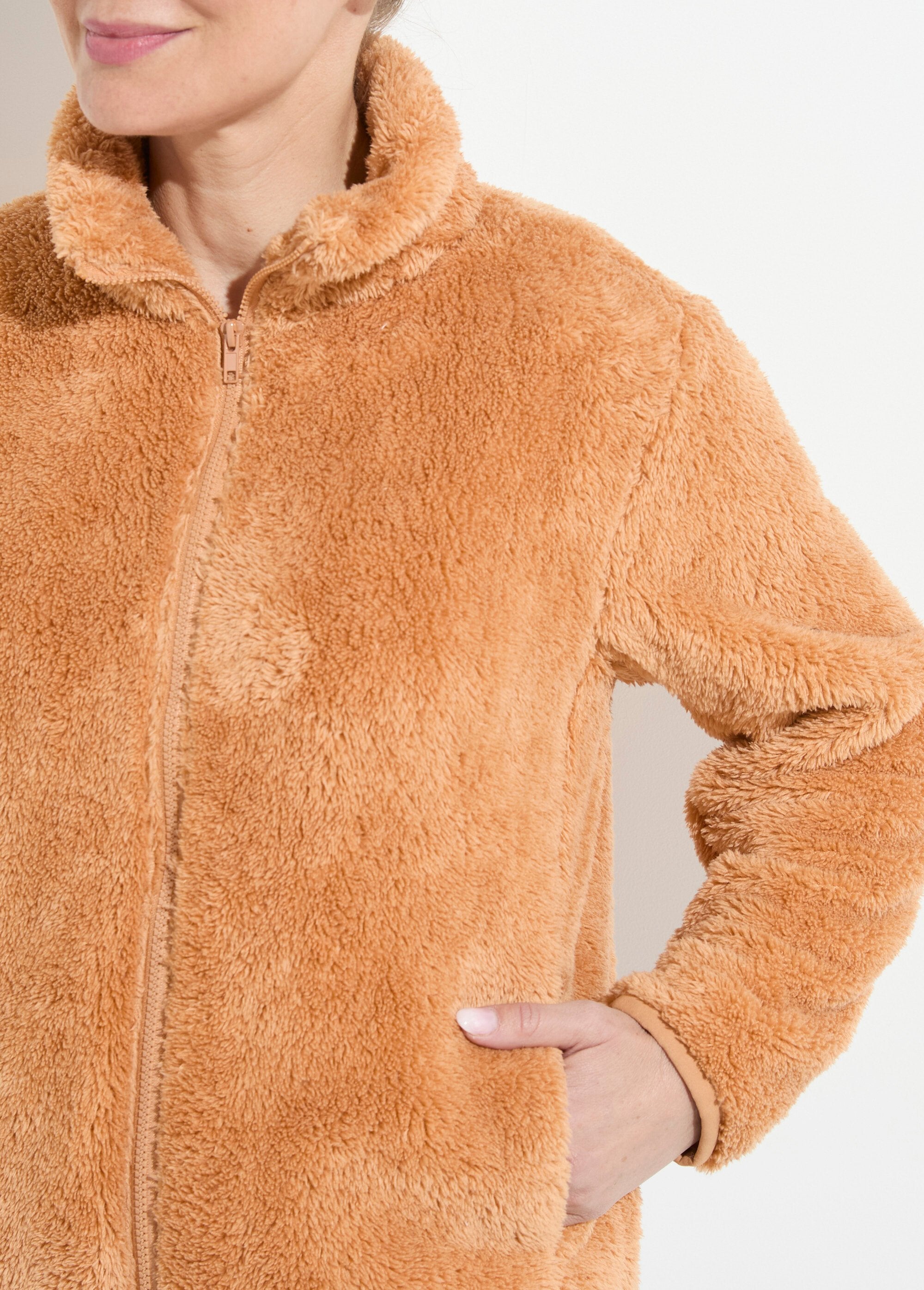Veste_fausse_fourrure_col_montant_manches_longues_Chamois_DE1_slim
