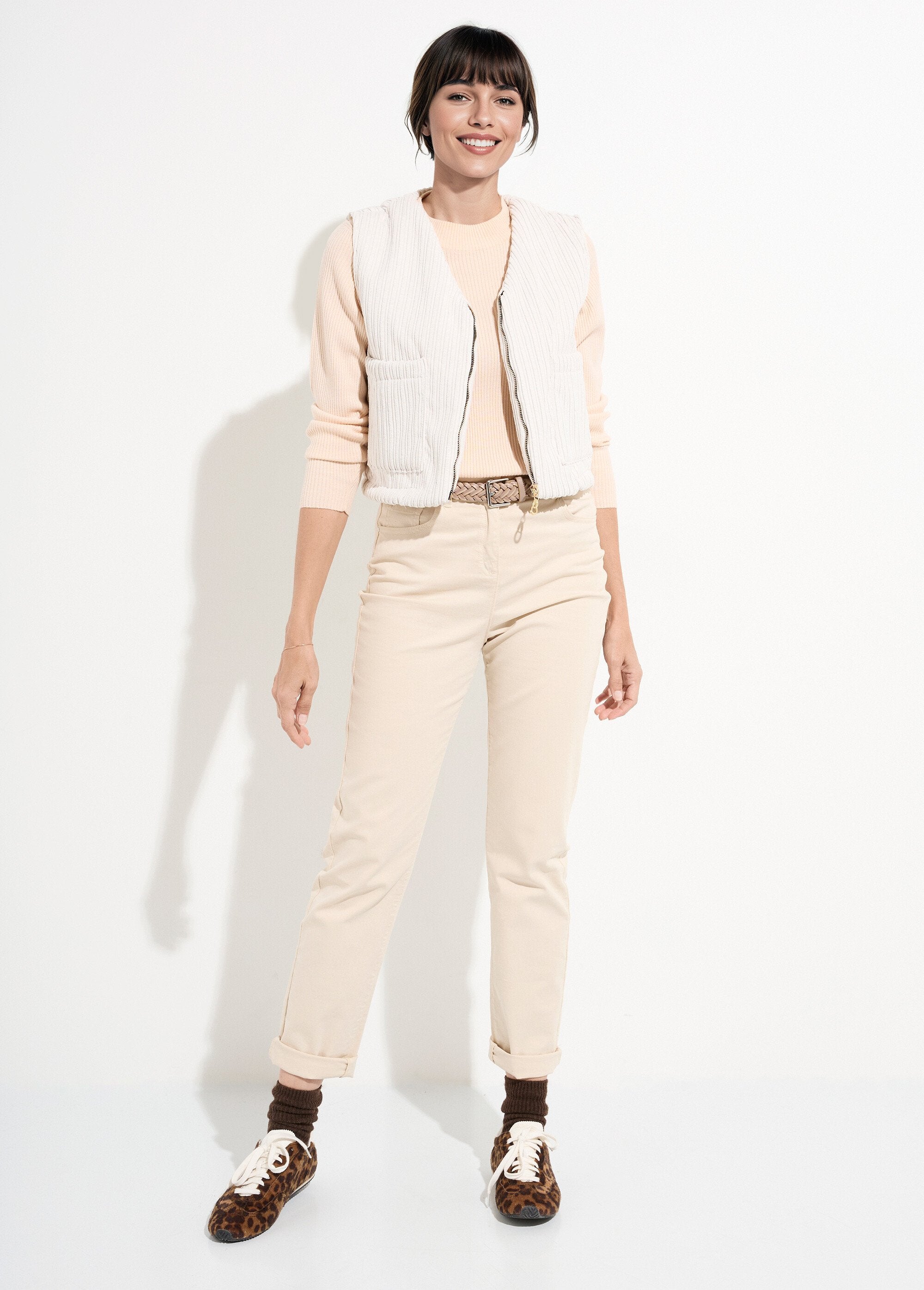 Veste_zippée_col_V_sans_manches_velours_Ecru_SF1_slim